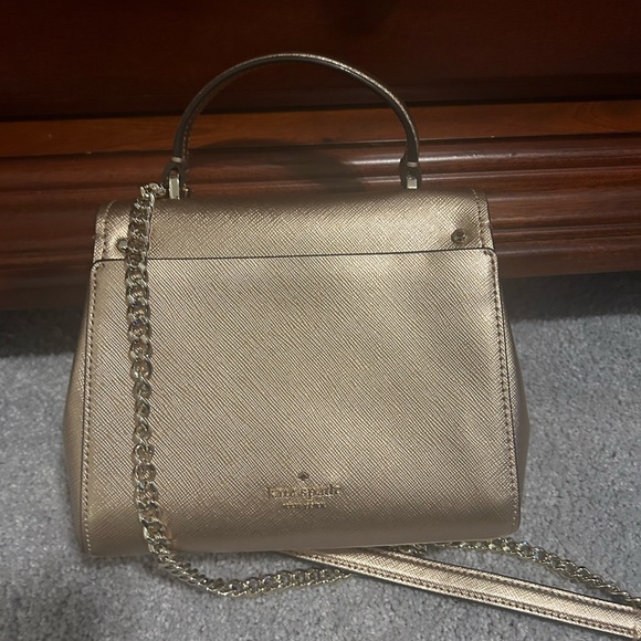 Kate Spade Top Handle Mini Satchel Metallic Leather Crossbody Bag New - Picture 4 of 7